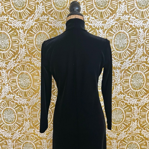 Double D Ranch RARE Black Velvet Long Sleeve Mockneck Maxi Dress Sz XS - Picture 7 of 10